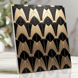 Azulejo Patrón Art Deco Negro y Dorado de vieira