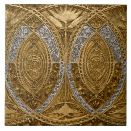 Azulejo Patrón Art Decó Plata Y Oro