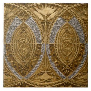 Azulejo Patrón Art Decó Plata Y Oro