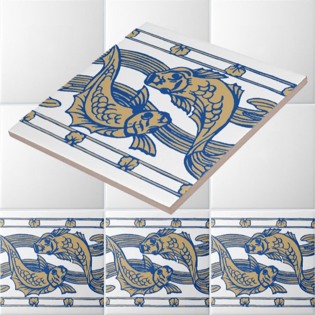 Azulejo Patrón Art Nouveau de pescado y frisos de algas ma (Subido por el creador)