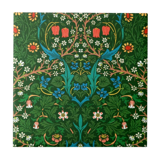 Azulejo Patrón Art Nouveau de WM Morris Blackthorn (Frente)