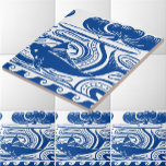 Azulejo Patrón Art Nouveau Fish & Lily Frieze<br><div class="desc">Esta imagen de nuevo friso de arte azul y blanco de un pez y lirio se derivó de una época victoriana antigua. Revista de arte de 1894. Puedes personalizar de los colores.</div>