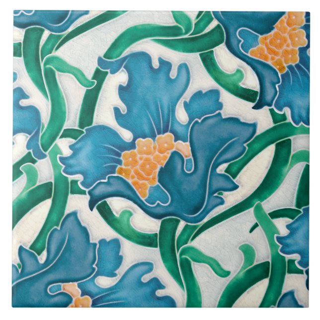 Azulejo Patrón Art Nouveau Floral Majolica (Frente)