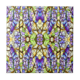 Azulejo Patrón Art Nouveau Wisteria Faux Stained Glass