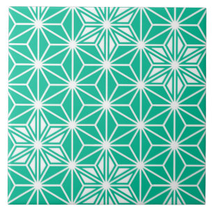 Azulejo Patrón Asanoha/Estrella Japonesa, Azul pavo real
