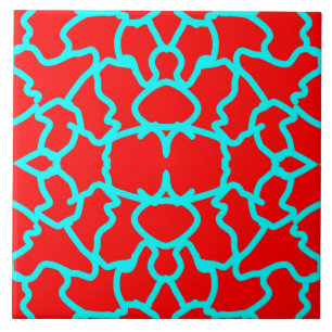 Azulejo Patrón atractivo rojo brillante y verde azulado