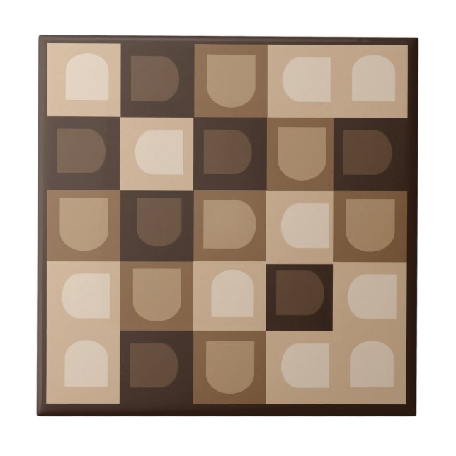 Azulejo Patrón azteca geométrico moderno de arca boho marr (Frente)