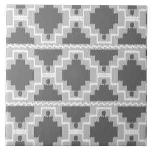 Azulejo Patrón Azteca Ikat - Gris oscuro y claro