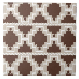 Azulejo Patrón Azteca Ikat - Marrón chocolate y Taupe