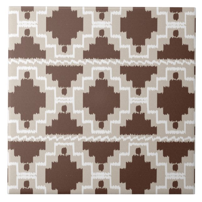 Azulejo Patrón Azteca Ikat - Marrón chocolate y Taupe (Frente)