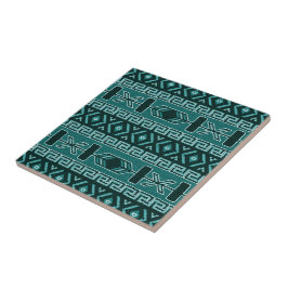 Azulejo Patrón azteca tribal turquesa del suroeste