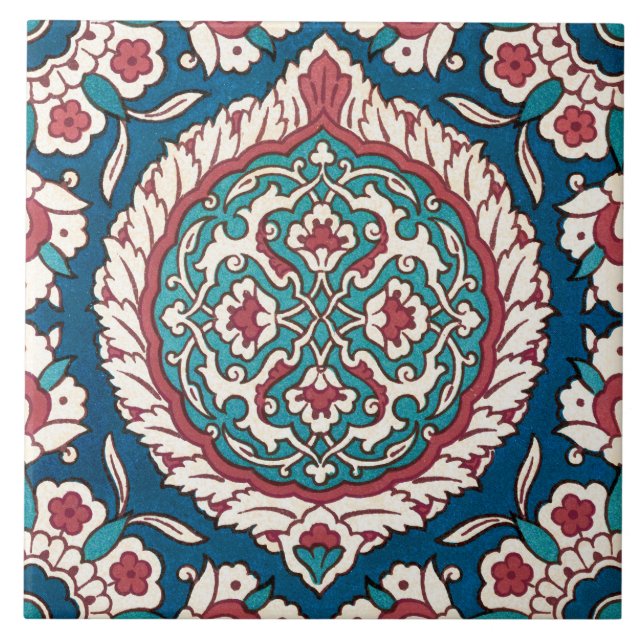 Azulejo Patrón azul azul azulado oriental Verde azulado ro (Frente)