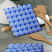 Patrón azul de las ondas de las teclas del meandro