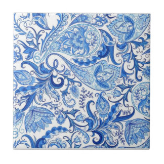 Azulejo Patrón azul de porcelana de China blanca #101A