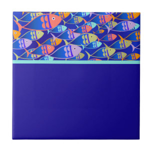 Azulejo Patrón azul del pez abstracto