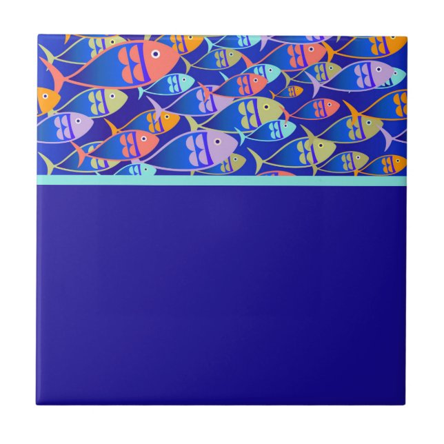 Azulejo Patrón azul del pez abstracto (Frente)
