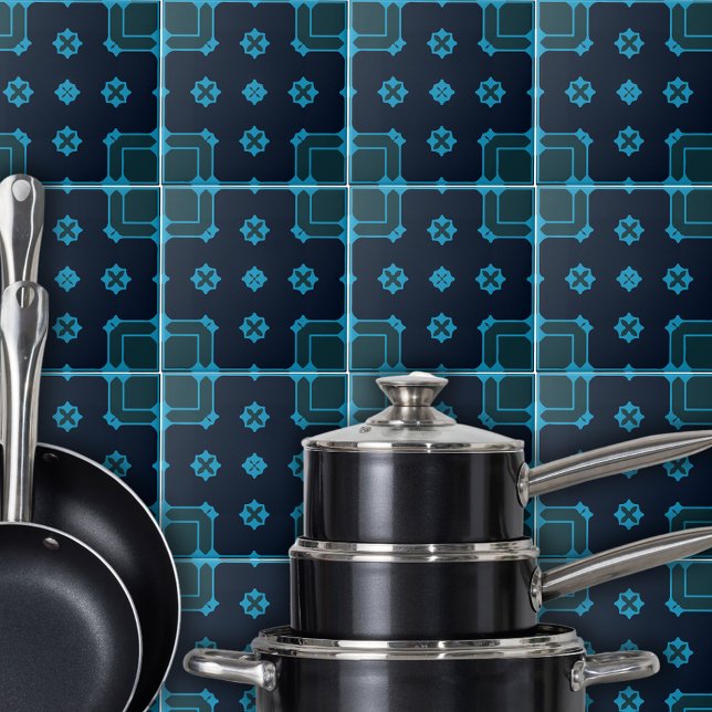 Azulejo Patrón azul e índigo en estilo ornamental mosaico (Subido por el creador)