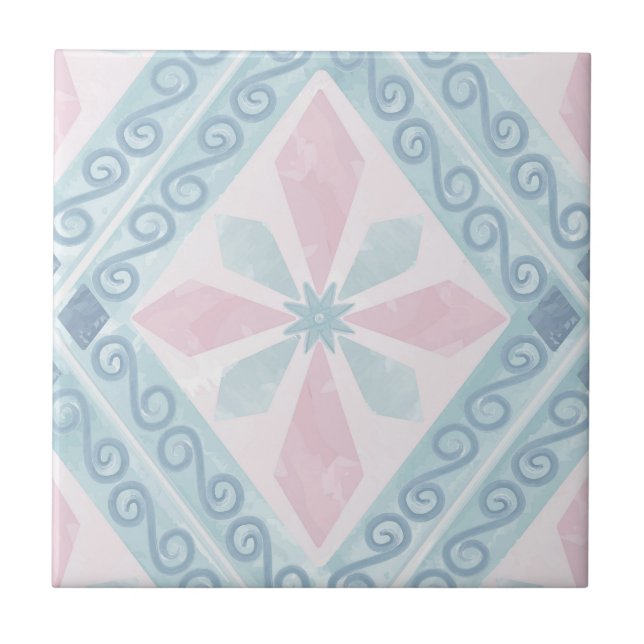 Azulejo patrón azul en forma de diamante (Frente)