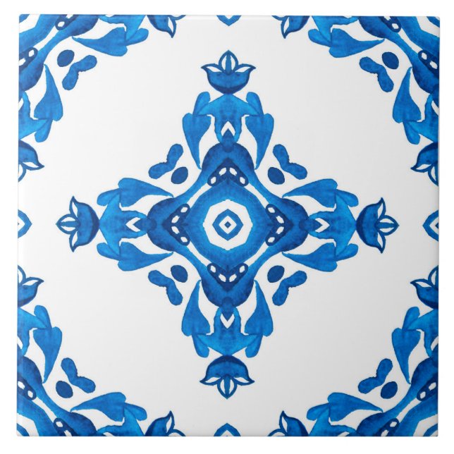 Azulejo Patrón azul español portugués (Frente)