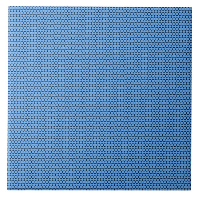 Azulejo Patrón azul negro de hexágono (Frente)