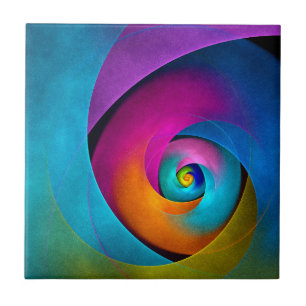 Azulejo Patrón azul rosado del arte del resumen floral mod