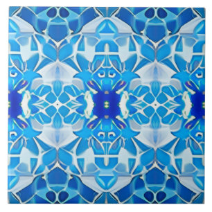 Azulejo Patrón azul turquesa, gris y cobalto