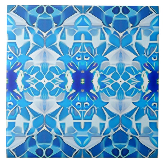 Azulejo Patrón azul turquesa, gris y cobalto (Frente)