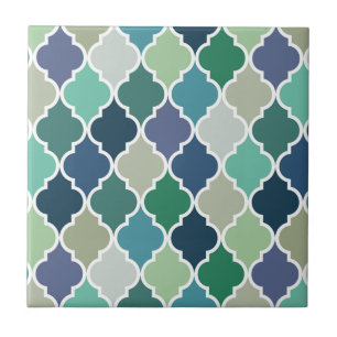 Azulejo Patrón azul, verde y turquesa de quatrefol