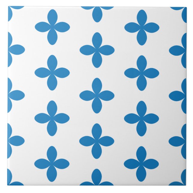 Azulejo Patrón azul vintage geométrico ornamental. (Frente)