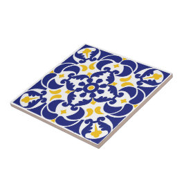Azulejo Patrón azul y amarillo de mosaicos mediterráneos