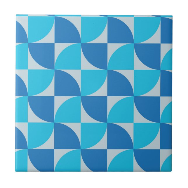 Azulejo Patrón azul y turquesa abstracto de mediados de si (Frente)