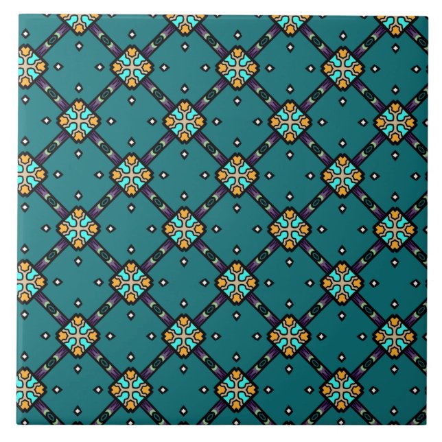 Azulejo Patrón azul y verde #1 (Frente)