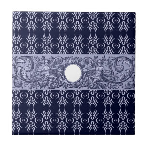 Azulejo Patrón Barroco Azul con Clase por LeahG - querubin