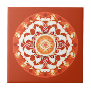 Azulejo Patrón Batik Mandala en rojo rojizo