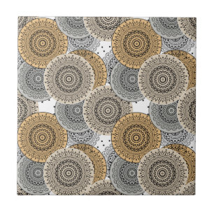 Azulejo Patrón beige gris mandala árabe estilo oriental