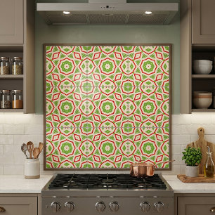 Azulejo Patrón blanco rojo verde oscuro decorativo marroqu