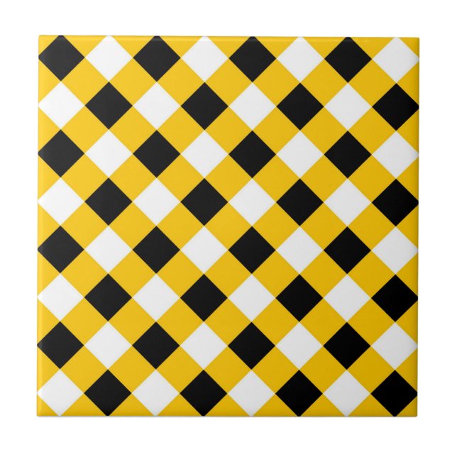 Azulejo Patrón blanco y amarillo negro otoñal (Frente)
