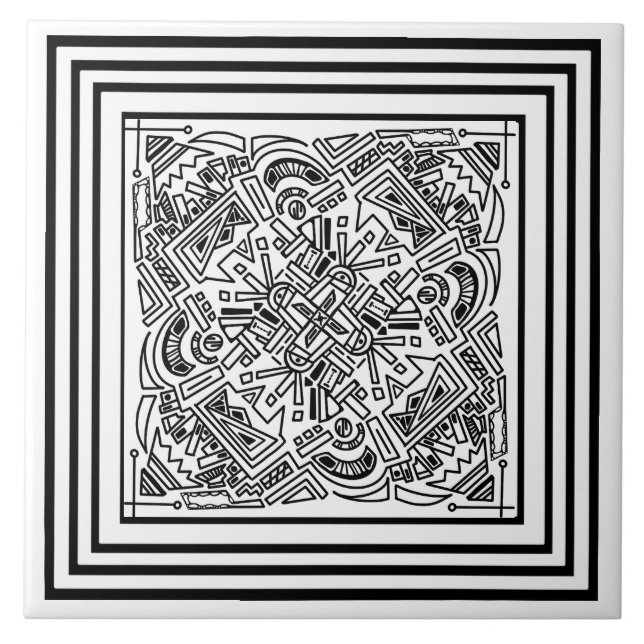 Azulejo Patrón blanco y negro (Frente)
