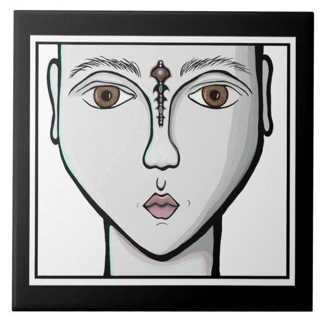 Azulejo Patrón blanco y negro (Frente)