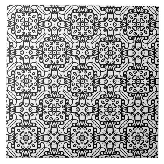 Azulejo Patrón blanco y negro (Frente)