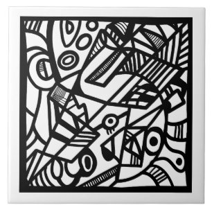 Azulejo Patrón blanco y negro