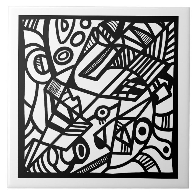 Azulejo Patrón blanco y negro (Frente)