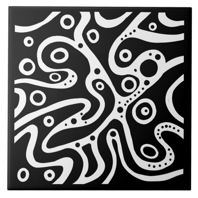 Azulejo Patrón blanco y negro (Frente)