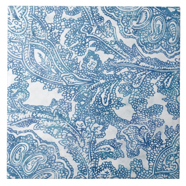 Azulejo Patrón Blue Boho Lace Paisley (Frente)