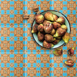 Azulejo Patrón bohemio-étnico ocre marrón y turquesa<br><div class="desc">Diseño de cerámica moderna y vibrante,  con un patrón sin fisuras de formas geométricas en marrón ocre y turquesa.</div>
