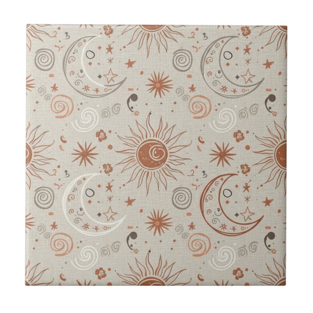 Azulejo Patrón Boho de Sol y Luna (Frente)