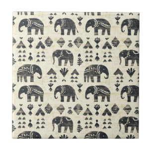 Azulejo Patrón boho elefante tribal (1)