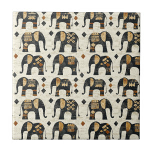 Azulejo Patrón boho elefante tribal (2)