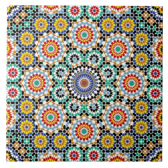 Azulejo Patrón boho tradicional mosaico marroquí (Frente)