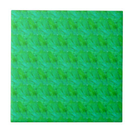 Azulejo Patrón Botánico Abstracto Verde Trébol Moderno